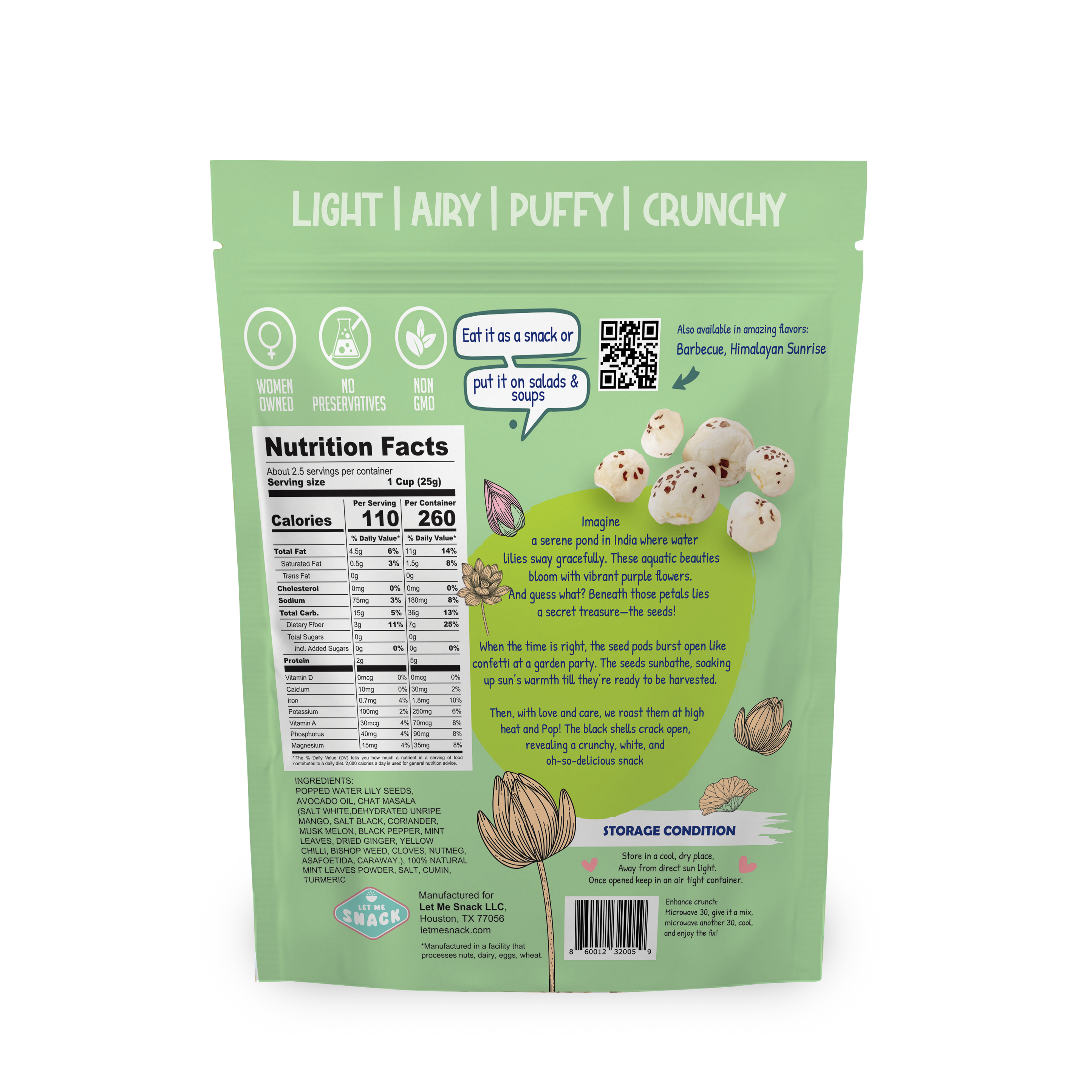 Nutrition facts for Mint Masala